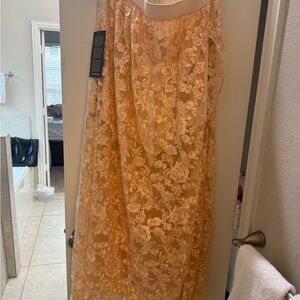 Bebe Nude Embroidered Gown